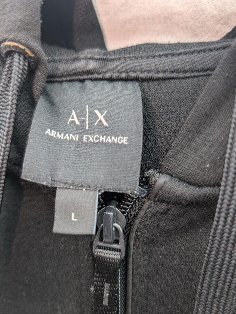A/X Armani Exchange mens black hooded zip up sweatshirt  hoodie size large - Picture 5 of 9